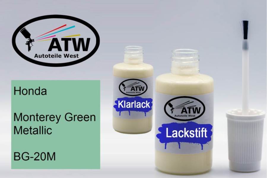 Honda, Monterey Green Metallic, BG-20M: 20ml Lackstift + 20ml Klarlack - Set, von ATW Autoteile West.